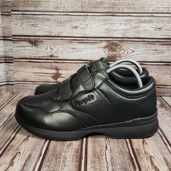 PROPET Life Walker Men\'s 8 X (3E) Leather Black Adj. Straps Sneakers Shoes EUC main image 6